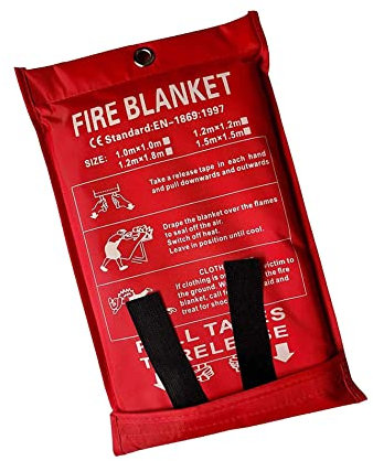 Large 1x1M Fire Blanket – Easy to Deploy for Quick Emergency Fire Suppression at Home, in Kitchens, Offices, Garages, or Caravans