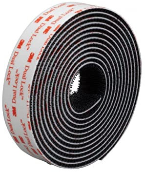 DPM Tapes - Bande Adhésive 3M Dual Lock SJ3550, Fixation Réutilisable Type Attache/Détache Haute Résistance pour Voiture, Dashcam, GoPro, Système de Péage, DIY, Noir (25,4 mm x 2 m)