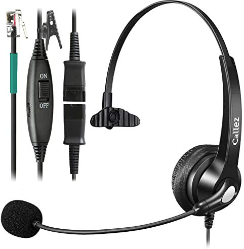 RJ9 Telephone Headset with Mic Noise Cancelling & Quick Disconnect, Mono Phone Headset Compatible with Polycom VVX411 VVX410 Mitel 5312 5320 BT Converse Paragon Avaya NEC ShoreTel Landline Deskphones