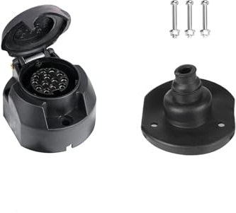 XUEYI Prise Remorque 13 Broches Femelle, avec Joint Arrière, Selon ISO 11446, 12V Prise Remorque 13 Broches Etanche, pour Voiture Camion Caravane RV