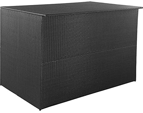heybb Gartenbox Schwarz 150x100x100 cm Auflagenbox Wasserdicht Kissenbox Outdoor Wasserdicht Box FüR Gartenauflagen Garten Aufbewahrungsbox Poly Rattan