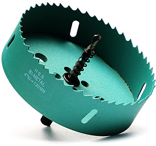 Seghe a Tazza 120mm, HSS Bi-Metallica M42 Sega A Tazza Trapano Punta Elicoidale Foro per Iron Alluminio, Legno, Cartongesso, Tubi, Plastica, Pannelli di Fibra, Verde