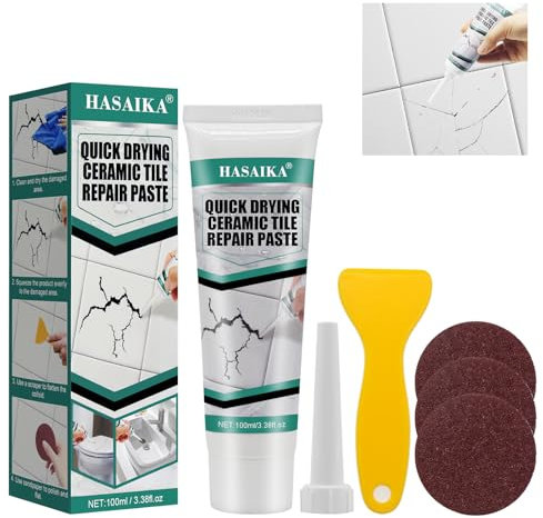 HASAIKA® Fliesen Reparaturpaste, Schnelle Wandspachtel, Wandreparatur Set,Trockenbauflicken Reparaturset mit Schaber,für Wandrestaurierung und Schnelle Reparatur von Rissen