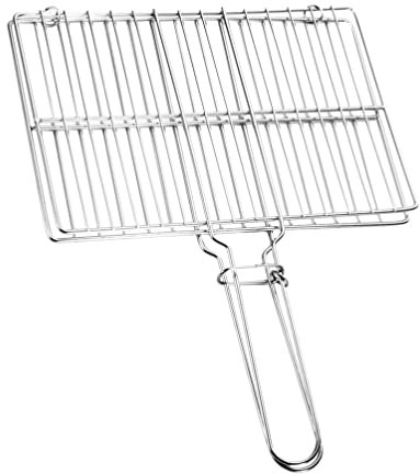 Garnelenpfanne, Grillkorb aus Edelstahl: Fischgrillkorb, Grillkorb, tragbarer Camping-Grillständer for Grillen im Freien, Gemüse, Fische, Garnelenzubehör, silberfarbener Fischgrill