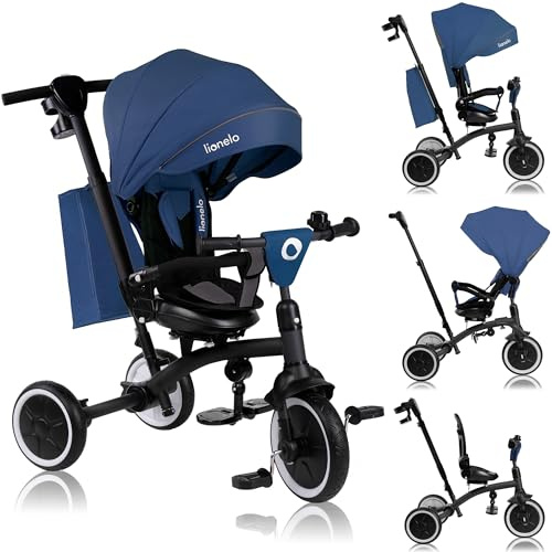 LIONELO Tris Plus multifunktionell balanscykel trehjuling från 9 månader till 5 år upp till 25 kg, barnvagn, stora PU-hjul vridbar sits 360° justerbart ryggstöd, montering utan verktyg