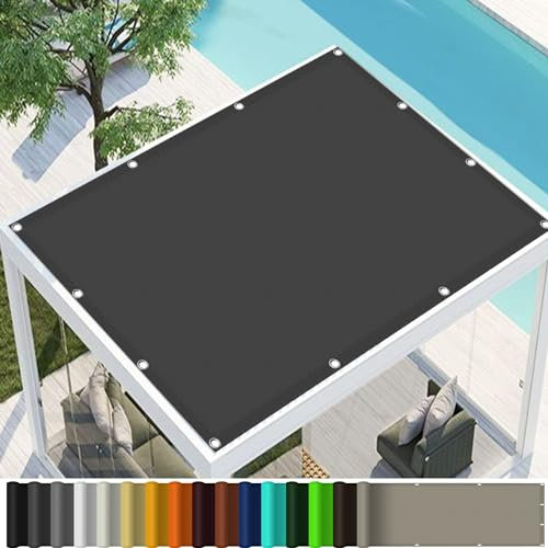 Vela Ombreggiante 4 x 4.8 m Impermeabile, Rettangolare Tenda a Vela Ombreggiante Telo con Occhielli 185gGSM Oxford per Arredo Esterno Giardino, Grigio Scuro