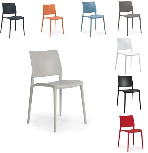 PAPATYA 1er Set Besucherstuhl - Gastro Stuhl für Café Restaurant Bistro Bar - Essstühle Küchenstühle Gartenstühle - Stapelstuhl aus Kunststoff wetterfest - belastbar bis 200 kg - Joy S, Hellgrau