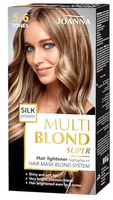 Joanna Multi Blond Super Haaraufheller - Strähnchen und Balayage-Aufheller - Hellt bis zu 6 Farbtöne auf - Enthält Seidenproteinextrakte - Schützt das Haar Während der Behandlung