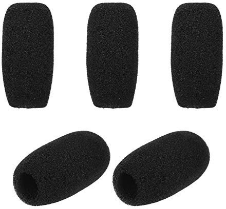 Funien Mini bonnettes Anti-Vent pour Microphone, Protections en Mousse pour Micro-Casque à Revers, Noir, Lot de 5 pièces