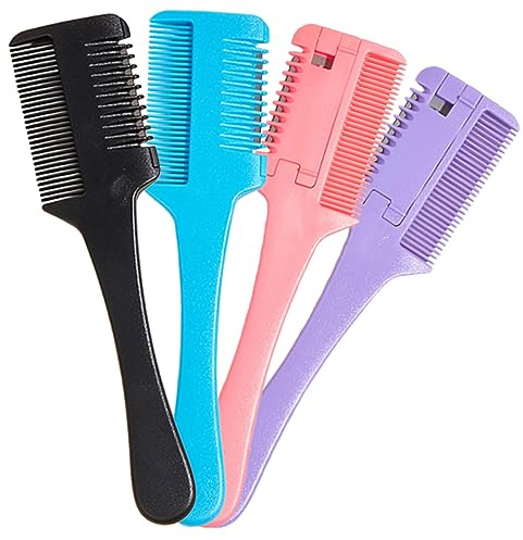 Baluue 4stücke Haarschneidekamm mit Doppelfunktion zum Kämmen und Schneiden Praktisches Stylingwerkzeug für Hause Bruchfest und Langlebig