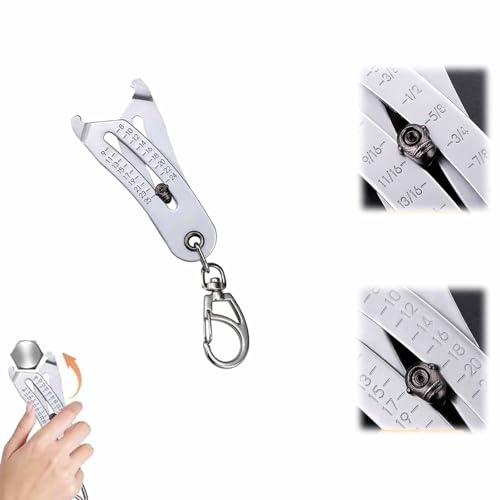 Portable Precise Thread Size Checker Keychain, Nut and Bolt Head Size Catcher, Quick Hand Measuring Tool for Bolt and Nut Identifier Gauge Sizes (Silver*1)