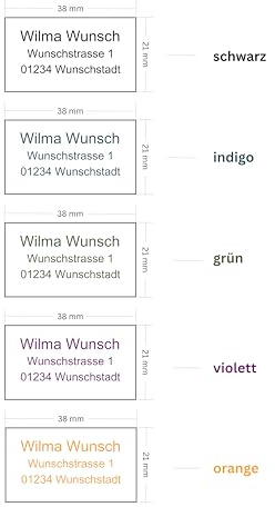 1000 personalisierte Adressaufkleber - 38x21 mm - individualisiert - Adressetiketten - Klebeetiketten für Briefe, Bücher, Schulmaterialien - schwarz indigo grün violett orange (grün, 1000 Stück)