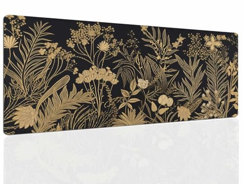 Tapis de Souris Gold, Tapis Souris XXL, 1200x600x4mm Tapis de Bureau Gaming AntidéRapant, Tapis Bureau étanche, sous-Main pour Clavier et Souris, Mouse Pad Mat, pour Gamer, Ordinateur, Pc 503
