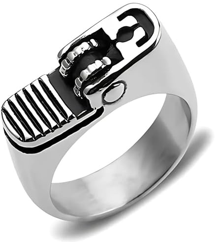ellifam Lighter Ring – Cool Hip Hop Unique Stainless Steel Statement Jewelry for Men and Women – Edgy Punk, Gothic, and Urban, Emo, y2k Style, Stainless Steel, Durable Ring (9 US)