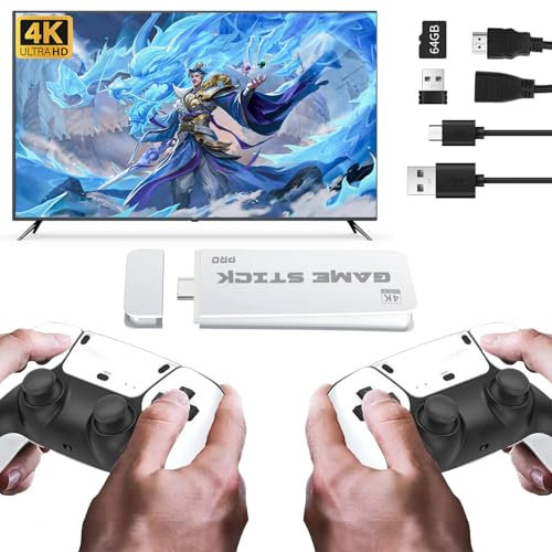 Retro Game Console, Wireless Retro Game Stick, Game Stick Pro with 20000+ Classic Games, HDMI 1080P Output, Plug & Play Games Console with Dual 2.4GHz Wireless Controllers, Ideal as Father's Day Gift