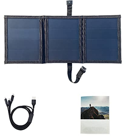 Power Bank 14W Pannello solare, pannello solare pieghevole Caricabatterie Pannelli solari monocristallini Moduli Caricabatterie solari fotovoltaici per iPhone, Samsung, Smartphone, Campeggio