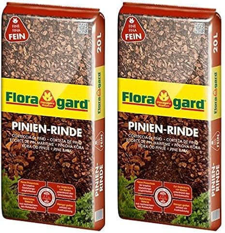 Floragard Pinienrinde 2-8 mm 20 Liter Mulch, Erdfarben (Packung mit 2)