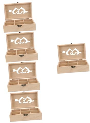 Housoutil 5 Pezzi Cofanetto Legno per Cucito Scatola Aghi e Filo Organizzatore Multifunzione per Accessori DIY e Gioielli Design Vintage con Finiture Intagliate Ottima per Piccole Perline