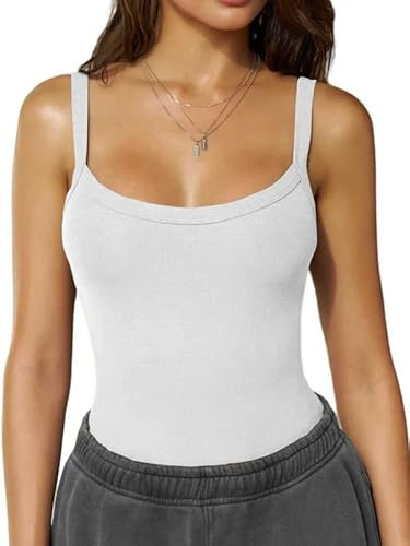 Sukiglam Canotta Donna Estive Senza Maniche con Scollo a U Spaghetti Top Senza Schienale Sexy Slim Fit Y2k Tops a Coste Casual Canottiera Sportiva Basic Maglietta Sottogiacca Elegante Tinta Unita