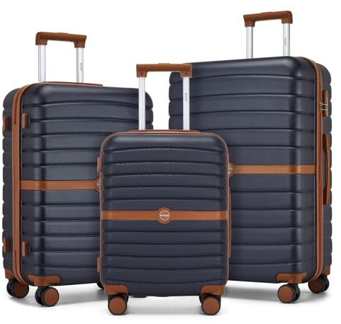 Kono 3PCS ABS+PC Hard Shell Suitcase Set: Cabin, Medium, Large Luggage
