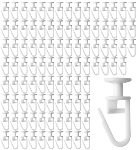 100 Piezas Deslizadores de Cortina Ganchos, Ganchos Riel de Cortina con Tobogán Interiores Deslizadores Cabeza Plana de 11 mm Ancho de Marcha Deslizante Cabeza Plana para Baño Dormitorio Oficina Hogar