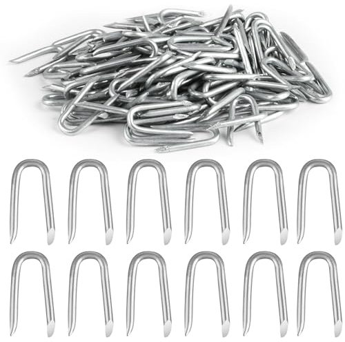 QUXVUIS U-Shaped Galvanized U-Shaped Nail, Fastener Galvanized U-Shaped Nail Fence 3.5CM (100 for mesh Fence Wrapping mesh