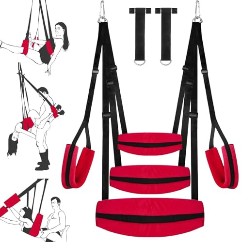 CPLYGO Liebesschaukel für Sex BDSM Sex-Spielzeug für Paare Decke & Tür Sex-Schaukeln mit erweitertem bequemen Hals Lendenhöfte Sitz verstellbare Sex-Gurte Hardware Schnalle, hält bis zu 500 Pfund