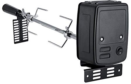 Yechiry Kit de Rôtissage Universel, Kit de Grillade Automatique en Acier Inoxydable avec Canne à Broche, Moteur électrique et Fourchettes de Viande, Portable pour Barbecue, Grillade, Camping,
