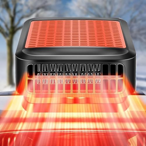 WEQNGIU Car Heater, 12V 200W Portable Winter Car Heater Kit Auto Defogger That Plug into Cigarette Lighter Quickly Defrost Demister, Car Windshield Defroster Demister for Cars, SUV