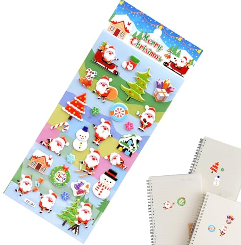 Adesivi natalizi 3D per bambini – adesivi decorativi per le festività, decalcomanie estetiche 3D, per custodia del cellulare, taccuino, diario, laptop, bambini e adulti, porta feste, riempitivo calze