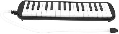 Dilwe Melodica mit 32 Tasten, Mattschwarzes Blasinstrument aus ABS mit Kornett-Mundstück für Anfänger, Tasten Im Klavierstil mit 32 für die Übungsaufführung Im Musikunterricht (BLACK)