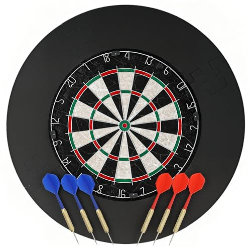 SPORTNOW Dartscheibe mit 6 Dartpfeile, Flights, Dart Surround, Stahlspitze, Ø45,5 cm Sisal Dartboard Steeldart Set Steeldartscheibe Dartboard Set für Erwachsene