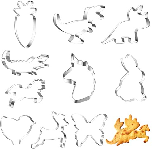 Emporte Pièce Pâtisserie Enfant - 10 Pcs Mini Moules à Biscuits Animaux en Acier Inoxydable 304, Coupes-Biscuits Fun pour Fondant, Biscuit, Cookie et Pâtisserie