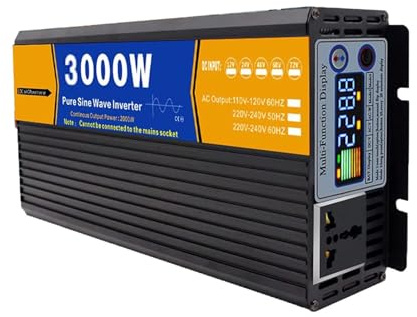 HENGJINGTR Inverter di Potenza Dell'auto da, 1500W/3000W (Picco) Puri Inverter di Potenza Dell'onda Sinusoidale, Convertitore AC da 12V DC A 220V con Uscite AC del Display LCD,12v to 220v 60hz
