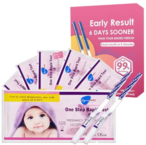 50 x Schwangerschaftstest Frühtest 10miu/ml, Ultra Frühtest Schwangerschaft HCG, Früherkennung Teststreifen Schwangerschaft, Klare & Leicht Lesbare Ergebnisse