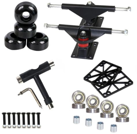 Juego de equipos de monopatín – Kit de montaje de rodamientos de ruedas de | camión, piezas de repuesto de cojinete fluido, configuración completa | Street Skateboarding Park Riding Freestyle Training