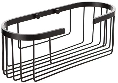 Tatay Estantería de Ducha Aluminium con Tornillos Quick Fix Resiste Humedad | Estantería Ducha | Medidas 12x11,5x30 cm | Aluminio Anticorrosión | Sin Taladro | Drenaje Eficiente | Aluminio Ovalado, Negro