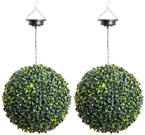 Primrose Pair of 28cm LED Artificial Buxus Topiary Balls Globe Bush