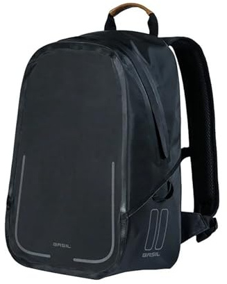 Basil Urban Dry Fahrradrucksack - Wasserdicht (IPX3) - Veganem Leder - Reflektierende Fahrradtasche - Einfach Montage - Fahrradtaschen hinten - 18L - Grau