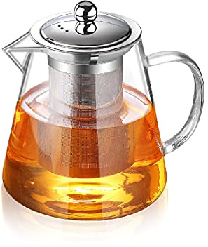 TMOST Glass Teapot with Infuser Tea Pot 950ml/32oz Tea Kettle Stovetop Safe Blooming and Loose Leaf Tea Maker Set (32oz/ 950ml)