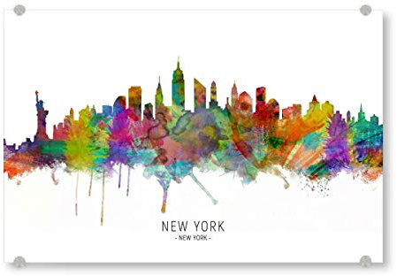 artboxONE Acrylglasbild 90x60 cm Städte New York City Skyline txt - Bild New York New York Painting