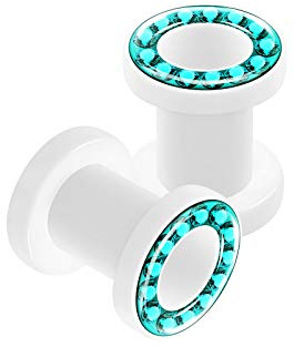 KJM Fashion 2 Stück Acryl Weiß Flesh Tunnel Kristall Piercing Schmuck
