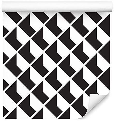 Wallepic 596063567 Papier Peint intissé Motif géométrique Noir/Blanc