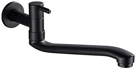 Wall-Mounted Black Cold Water Faucet Washing Machine Mop Pool Garden Taps (21cm)