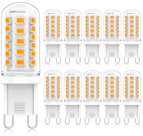 Eco.Luma G9 LED-Lampa Varmvit 3000K, 5W Ersättning för Halogenlampa 40W/33W, 230V Miniglödlampa, Inget Flimmer 420LM, Inte Dimbar 10-Pack