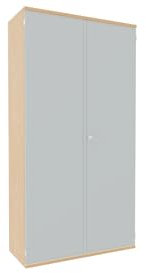 Flügeltürenschrank, 4 Dekor-Einlegeböden, abschließbar, 1000x425x1920, Lichtgrau/Buche