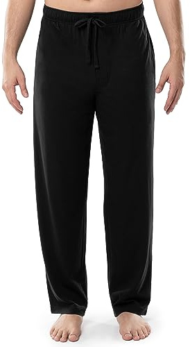 IZOD mens Jersey Knit Sleep Pant Pajama Bottom, Black, Large US