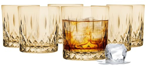 Set di 6 bicchieri bassi da 320 ml, miele trasparente