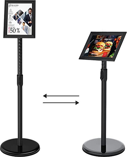 FoxRose Infoständer DIN A4 210x297mm Höhenverstellbar Edelstahl informationsständer Aufsteller Kundenstopper Plakatständer Präsentationsständer Werbeständer (Schwarz, A4)