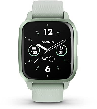 Garmin Venu® Sq 2 Orologio intelligente GPS Monitoraggio della salute tutto il giorno, batteria a lunga durata, display AMOLED, menta fresca